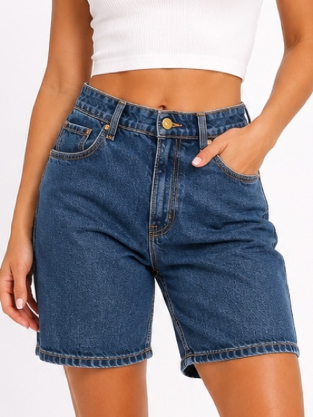 baggy Bermuda Denim Shorts - Blue